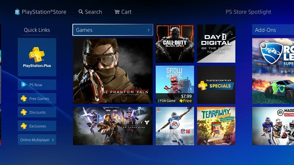 buying games online at the Playstation store